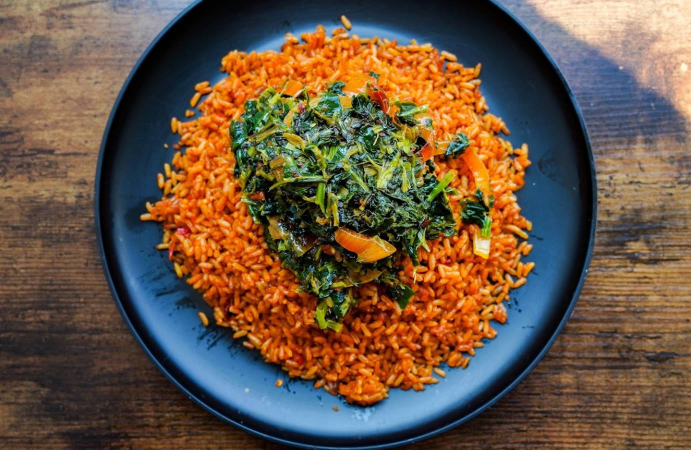 Top view of a vegan Nigerian dish